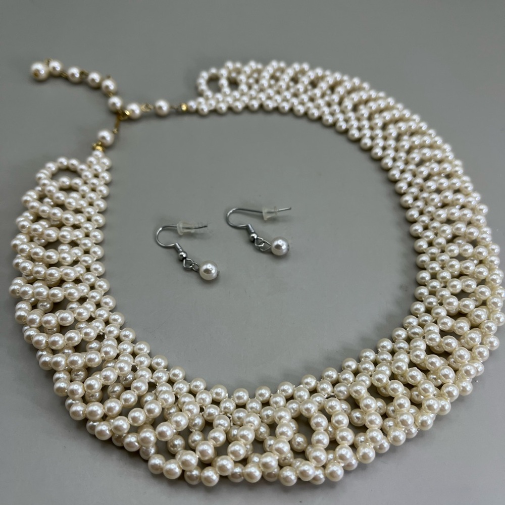 Classic Pearl Necklace and Earring Set